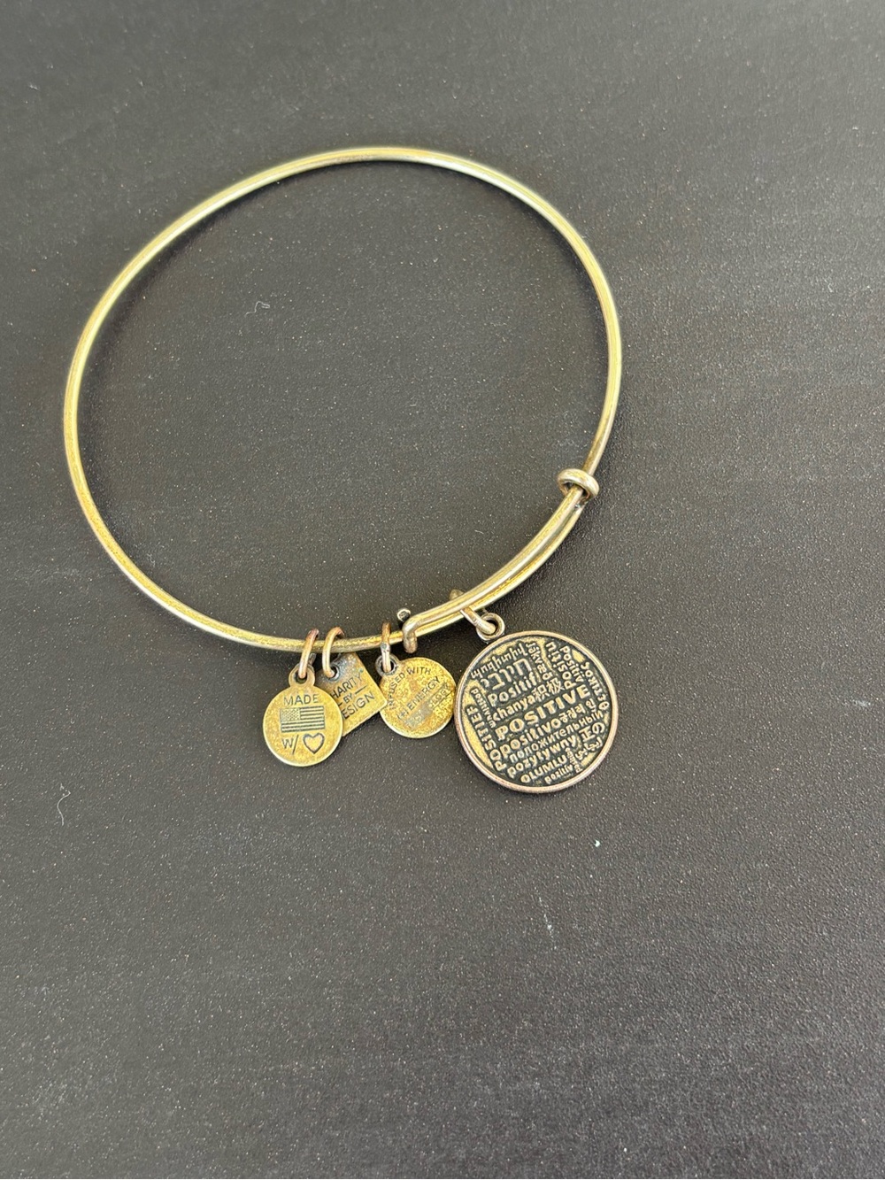 Gold-Tone Inspirational Charm Bangle Bracelet